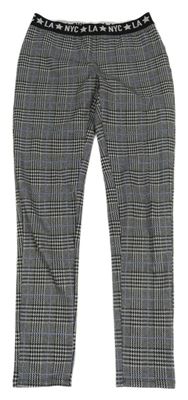 Šedo-černo-modré kostkované tregíny C&A