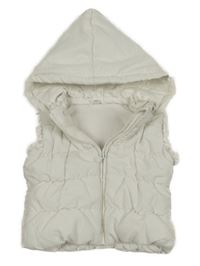 Bílá šusťáková zateplená vesta s kapucí