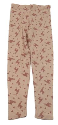 Starorůžové žebrované legíny s lamami a srdíčky Identic Nature