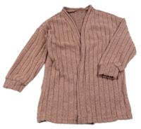 Starorůžový melírovaný žebrovaný úpletový cardigan