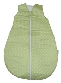 Zelenkavý puntíkatý zateplený spací pytel