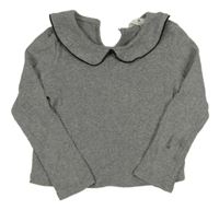 Šedé melírované žebrované triko s límečkem H&M