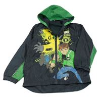 Tmavomodro-zelená šusťáková jarní bunda s potiskem a kapucí - Ben 10 Mothercare