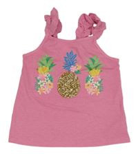 Růžový melírovaný top s ananasy z kamínků a květin Tommy Bahama