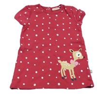 Malinové puntíkaté teplákové šaty se srnkou Liegelind