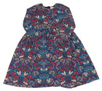Tmavomodré květované šaty s veverkami