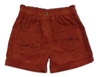 Skořicové manšestrové kraťasy s kapsami se zvířaty Nutmeg