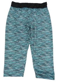 Tyrkysovo-bílo-černé melírované sportovní capri legíny Ergeenomixx