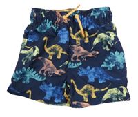 Tmavomodré plážové kraťasy s dinosaury Nutmeg