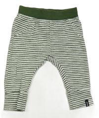 Bílo-khaki pruhované lehké tepláky