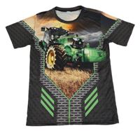 Antracitovo-zelené tričko s traktorem - John Deere