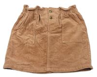 Světlehnědá manšestrová paper bag sukně H&M
