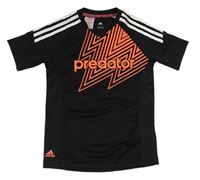 Černo-oranžové sportovní tričko s nápisem Adidas