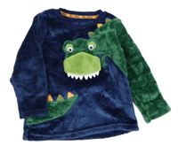 Tmavomodro-zelená plyšová mikina s dinem Nutmeg