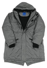 Šedá šusťáková zateplená bunda s kapucí Y.F.K.