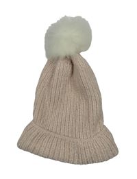 Světlerůžová žinylková čepice s bambulí 