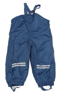 Tmavomodré šusťákové zateplené laclové kalhoty 