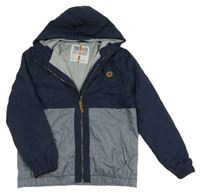 Tmavomodro-modrá šusťáková jarní bunda s kapucí Yigga