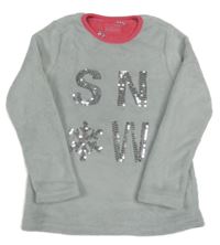 Šedé chlupaté pyžamové triko s nápisem z flitrů Primark