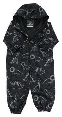 Černá šusťáková jarní kombinéza se zvířaty a kapucí George