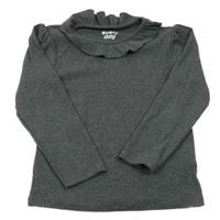 Tmavošedé žebrované triko s volánkem everyday