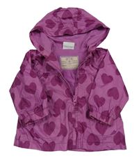 Fuchsiová šusťáková jarní bunda se srdíčky a kapucí Topolino