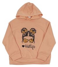 Meruňková mikina s dívkou a kapucí