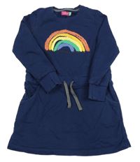 Tmavomodré teplákové šaty s duhou Lily & Dan