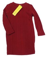 Nové - rubínové úpletové žebrované šaty Shein