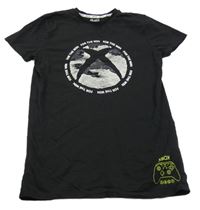 Černé tričko s X-box z flitrů Primark