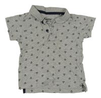 Šedé polo tričko s kotvami Lupilu