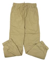 Béžové plátěné cuff kalhoty H&M