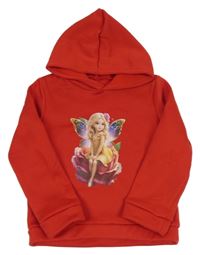 Červená mikina s vílou a kapucí 