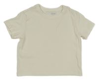 Smetanové žebrované crop tričko ZARA