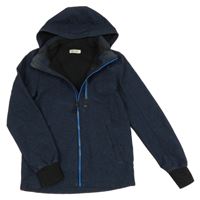 Tmavomodro-černá melírovaná softshellová bunda s odepínací kapucí H&M