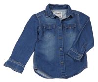 Tmavomodrá riflová tepláková košilová bunda Denim Co.