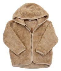 Hnědá chlupatá propínací mikina s kapucí H&M