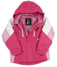 Růžovo-bílá šusťáková lyžařská bunda s kapucí F&F