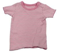 Bílo-růžové pruhované žebrované tričko M&S