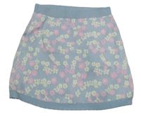 Světlemodro-bílo-růžová květovaná úpletová sukně Primark