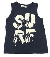 Tmavomodré tílko s nápisem H&M