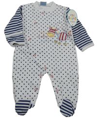 Nové - Bílo-tmavomodrý overal s hvězdami a zebrou