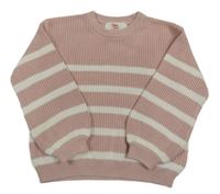 Růžovo-bílý pruhovaný svetr H&M