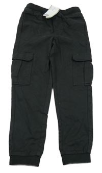 Nové - Černé cargo cuff teplákové kalhoty s úpletovým pasem H&M