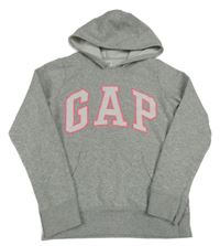 Světlešedá mikina s logem a kapucí GAP