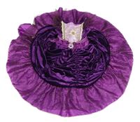 Kostým - Fialovo-zlaté sametovo/tylové šaty s broží - Princezna 