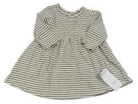 Nové - Smetanovo-antracitové pruhované šaty M&S