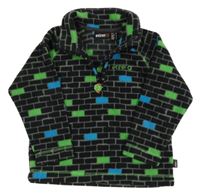 Černo-zeleno-modrá kostkovaná fleecová funkční mikina Etirel