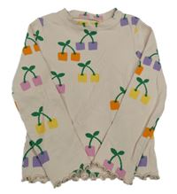 Béžové žebrované triko s třešněmi Next