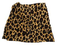 Béžovo-hnědo-černá manšestrová sukně s leopardím vzorem 